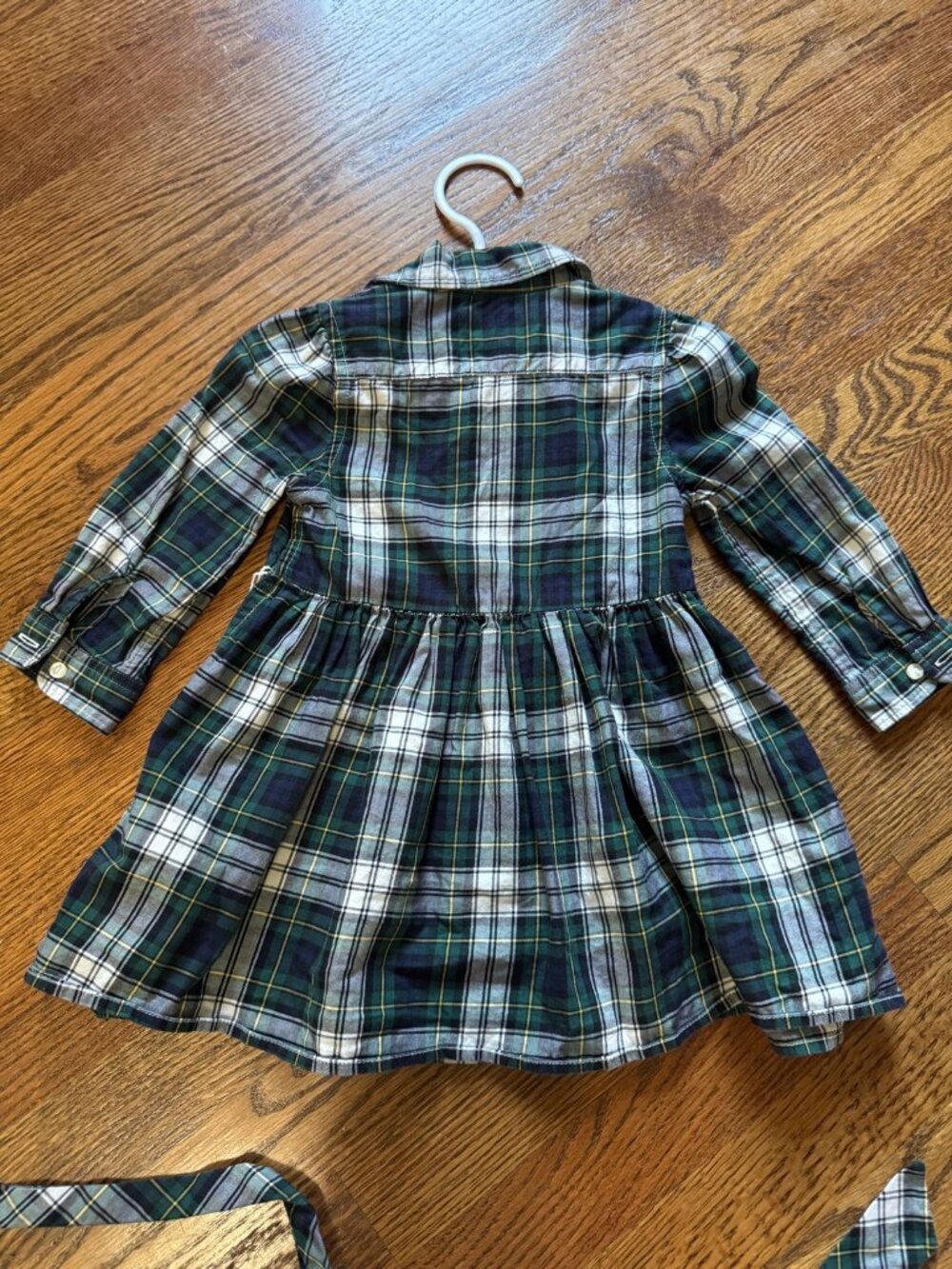 Ralph Lauren Plaid Cotton Shirtdress with Belt and Bloomers | 12 Months - Picture 2 of 4